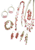 Rose quartz multi row neckalce, bracelet & earrings